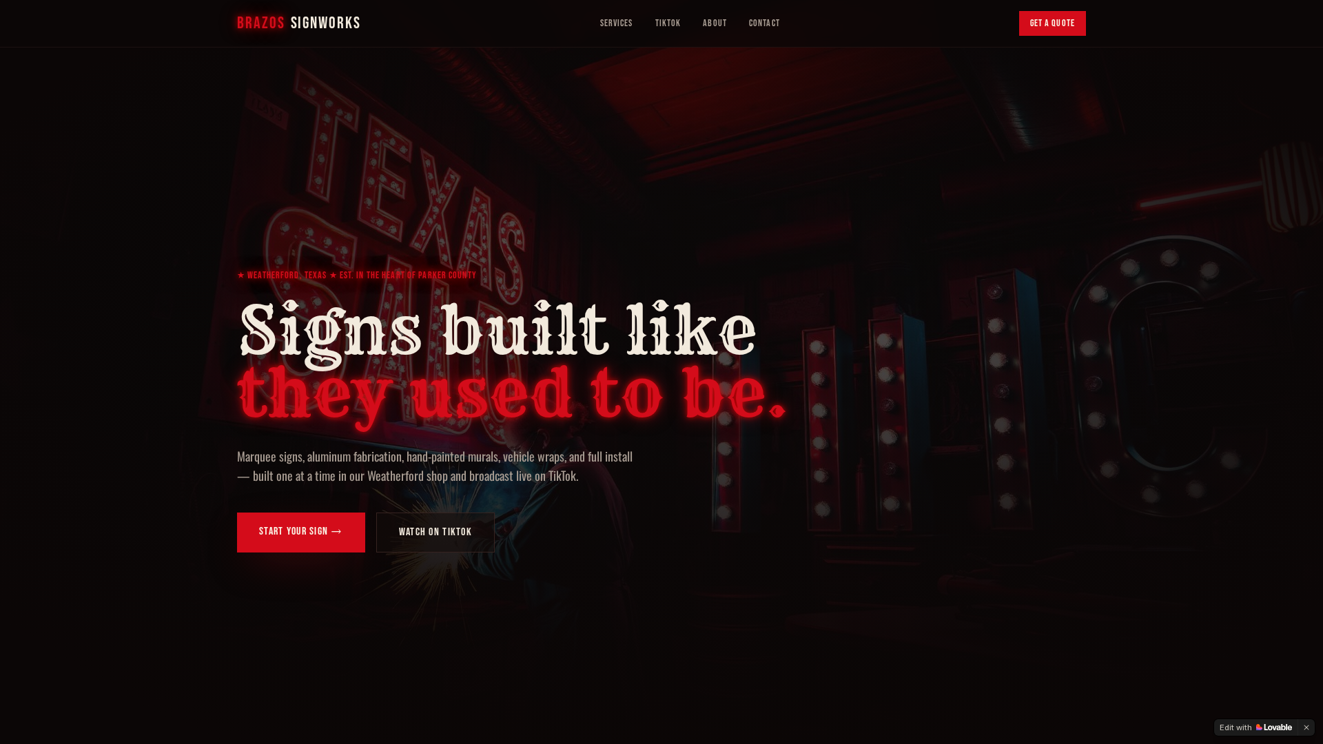 Brazos Signworks website homepage screenshot