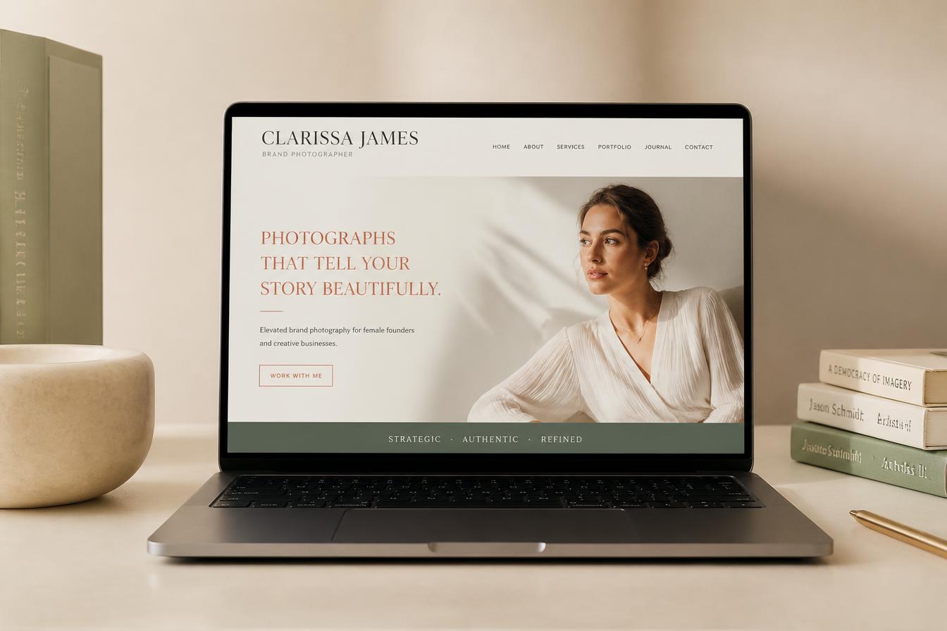 Clarissa James website mockup
